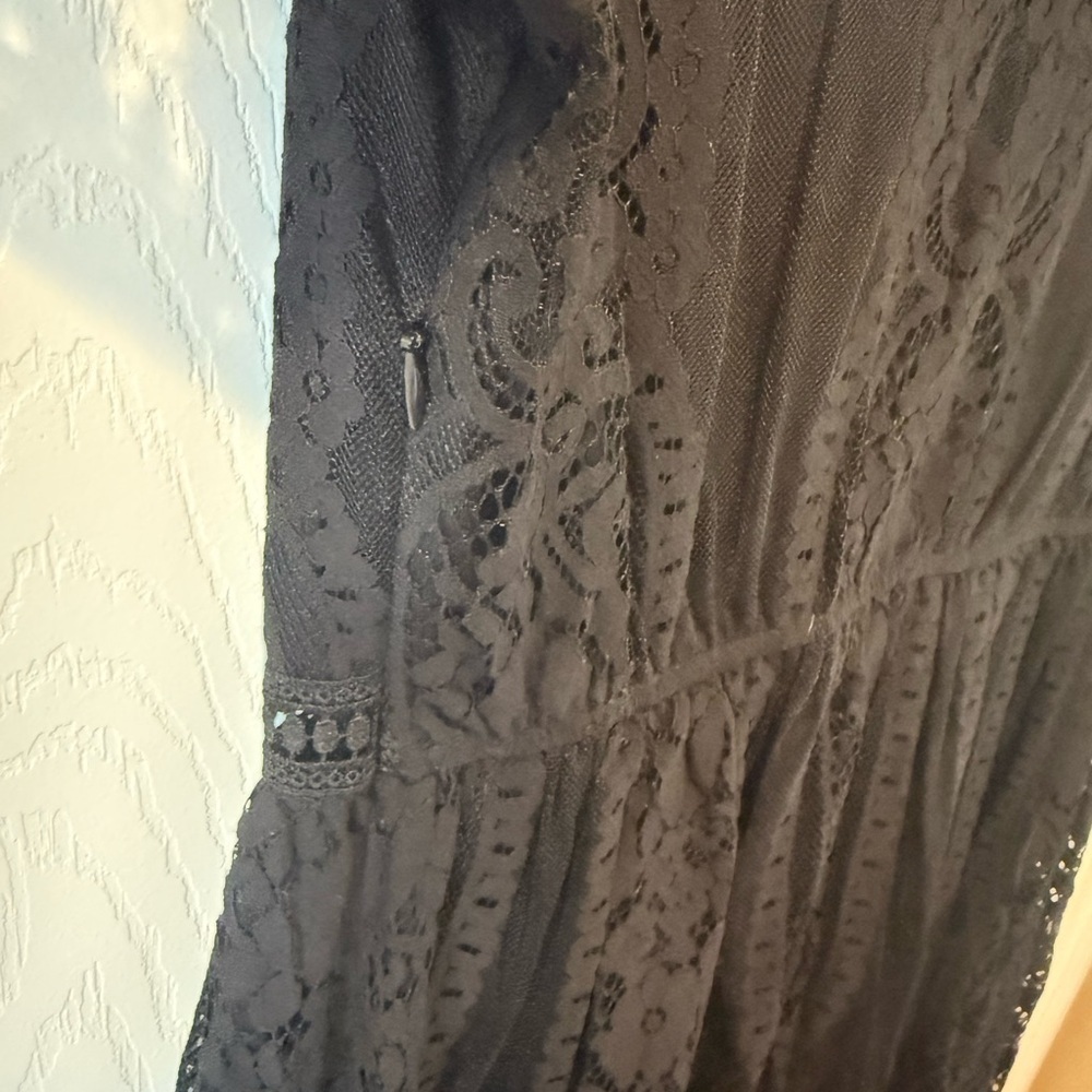 Merokeety Black Lace Fit & Flare Dress | Flutter Sleeve | Size M - Picture 9 of 10